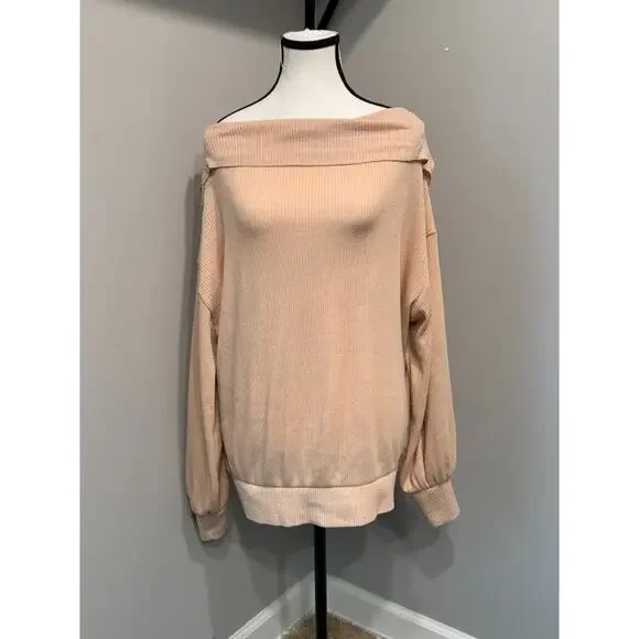 Free People Women's Main Squeeze Brushed Hacci Ribbed Pink Size Small - Picture 2 of 7